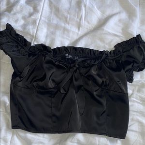 nasty gal cropped silk blouse